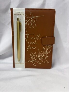 Faith Over Fear Brown Journal with Gold Pen